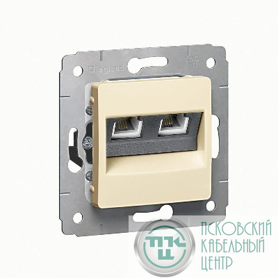 Розетка телефонная 2-м СП Cariva RJ11 4 контакт. механизм сл. кость Leg 773739