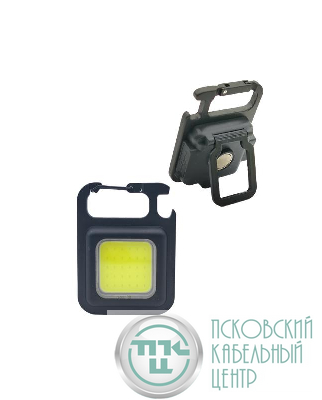 Фонарь-брелок аккумуляторный походный кемпинг 6Вт COB LED Li-po 502030 200мА.ч USB-шнур type C корпус ABS-пластик алюм. открывалка магнит на корпусе карабин регулируемая подставка КОСМОС KOC207Lit