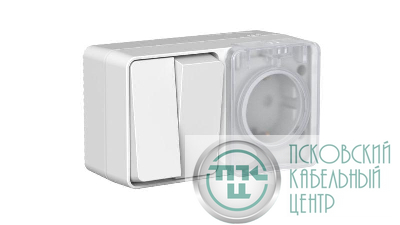 Блок ОП AtlasDesign PROFI IP54 (розетка 1-м 16А заземл. защ. шторки + 2-кл. выключатель 10А) сер. SE ATN543074