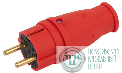 Вилка VX10-R-IP44 16А IP44 прямая с заземл. каучук красн. ЭРА Б0055415