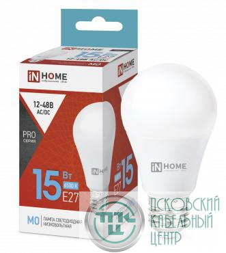 Лампа светодиодная низковольтная LED-MO-PRO 15Вт грушевидная 6500К холод. бел. E27 1200лм 12-48В IN HOME 4690612036366