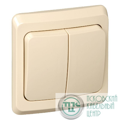 Выключатель 2-кл. СП Этюд 10А IP20 с подсветкой крем. SE BC10-006K