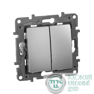 Выключатель 2-кл. СП Etika 10А IP20 250В 10AX авт. зажимы механизм алюм. IEK 672402