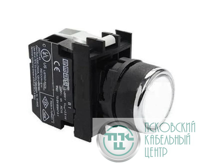 Кнопка с подсветкой-светодиод (1HO) 12-30В перем. и пост. тока бел. EMAS B150DB
