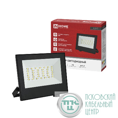 Прожектор светодиодный СДО-7 50Вт 4000К IP65 230В черн. IN HOME 4690612055145