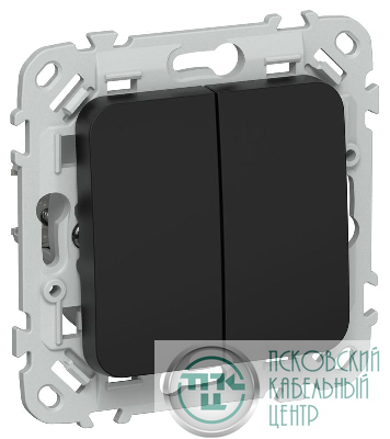 Выключатель 2-кл. СП FLITE ВС12-1-0-ФлЧ 10А механизм черн. IEK FI-V20-0-10-1-K02