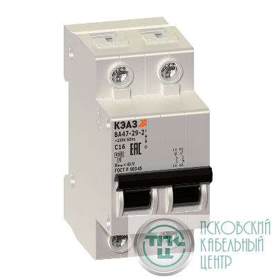 Выключатель автоматический модульный 2п C 32А 4.5кА ВА47-29-2C32-УХЛ3 КЭАЗ 141599