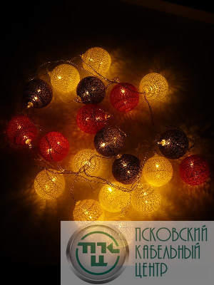 Гирлянда "Шарики" 2.85м ILD-20WW-CSH 20 тепл. бел. светодиодов для помещений SHLights 4690601047304