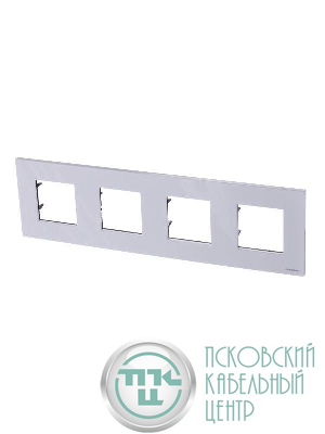 Рамка 4-м 8мод.Zenit серебристый ABB 2CLA227400N1301