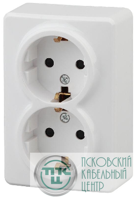 Розетка ОП 11-2206-01 2х2P+E Schuko защ. шторки 16АХ-250В Эксперт бел. ЭРА Б0020694