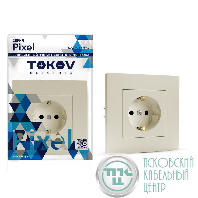 Розетка 1-м СП Pixel 16А IP20 с заземл. защ. шторки в сборе беж. TOKOV ELECTRIC TKE-PX-R1FZSF-C02