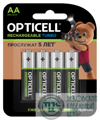 Аккумулятор AA/HR6 1.2В 2600мА.ч Ni-MH (блист.4шт) Turbo Opticell 6080002