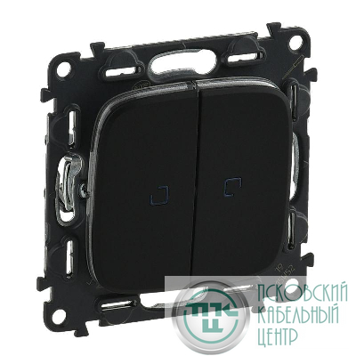 Переключатель 2-кл. СП Valena Allure 10А IP20 250В 10AX с подсветкой с лицев. панелью механизм антрацит Leg 752919
