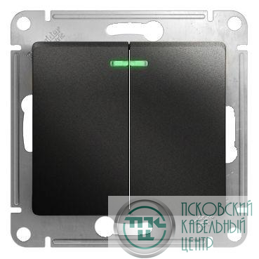 Выключатель 2-кл. СП Glossa 10А IP20 (сх. 5а) 10AX с подсветкой механизм антрацит SE GSL000753