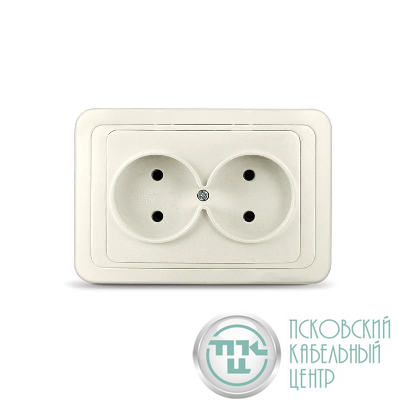 Розетка 2-м СП Валери 16А сл. кость UNIVersal Б-В0102