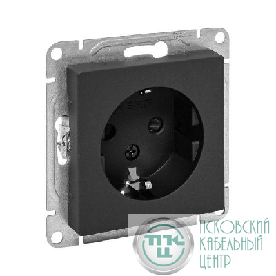 Розетка СП Эпика 16А с заземл. защ. шторки механизм черн. EKF UP1-SOB-111