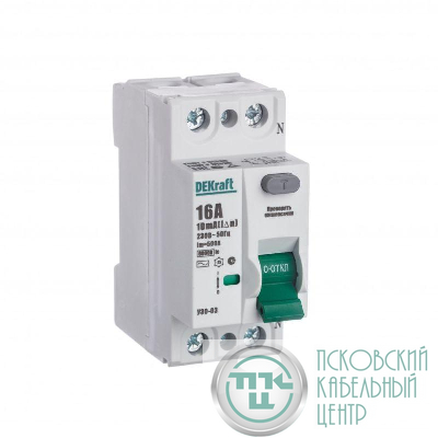 Выключатель дифференциального тока (УЗО) 2п 16А 10мА тип AC 6кА УЗО-03 DEKraft 14050DEK