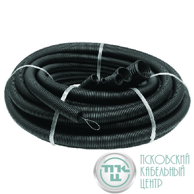 Труба гофрированная ПНД легкая d32мм с протяжкой черн. (уп.25м) Ruvinil 23201