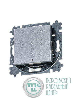 Переключатель 1-кл. СП Levit IP20 с подсветкой ориентацион. серебр./дым. черн. ABB 2CHH590646A6070