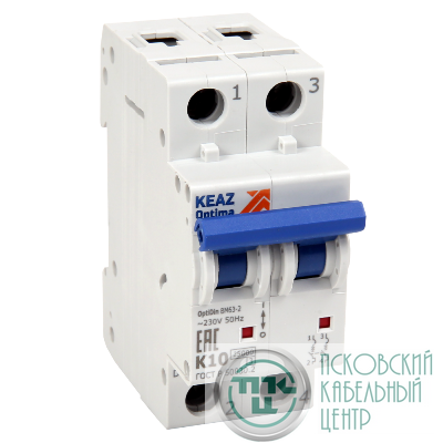 Выключатель автоматический модульный 2п L OptiDin ВМ63-2L10-25-УХЛ3 КЭАЗ 342074