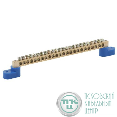 Шина N "ноль" на двух угловых изоляторах ШНИ-8х12-24-У2 NO-222-75 син. (уп.10шт) Эра Б0033453