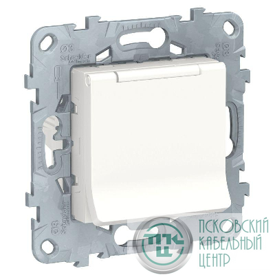 Механизм розетки UNICA NEW с защ. крышкой защ. шторки с заземл. 16А 250В IP40 бел. SchE NU503718TA