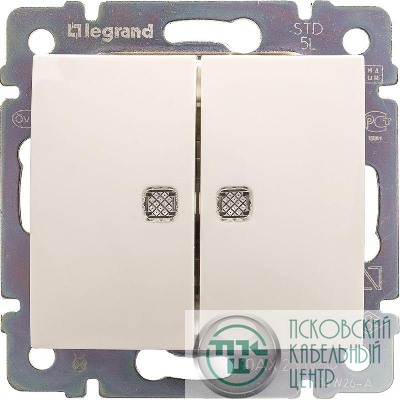 Механизм переключателя на 2 направления 2-кл. СП Valena 10А IP31 250В с подсветкой бел. Leg 774212