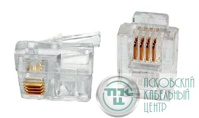 Разъем PLUG-6P4C-P-C2-100 телеф. RJ12 (6P4C) (3/3микродюйма) Hyperline 49379