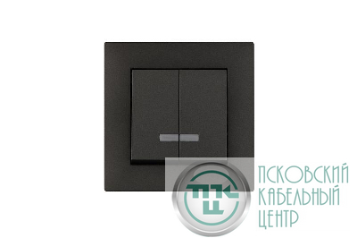 Выключатель 2-клав. с подсветкой Karea RIZZ STAR дым. металлик Makel 88050023