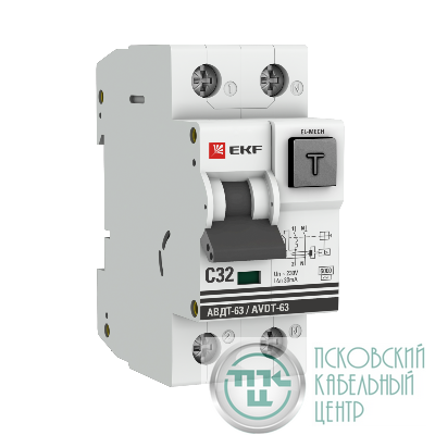 Выключатель автоматический дифференциального тока 32А 30мА тип AC 6кА АВДТ-63 электромех. PROxima EKF DA63-32-30-AC