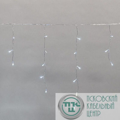 Гирлянда светодиодная Айсикл (бахрома) 25х0.6м 588LED бел. IP44 230В c эффектом мерцания провод прозр. Neon-Night 255-595