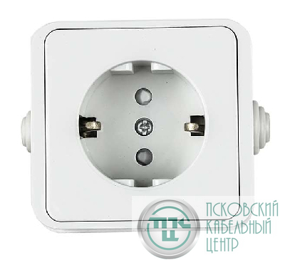 Розетка 1-м AQUA 3113 защ. шторки с заземл. п/герм. бел. ASD / IN HOME 4690612003450