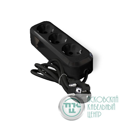 Удлинитель 3х3м с заземл. 16А IP20 Е-303 ПВС 3х1 АБС-пластик черн. UNIVersal 2181