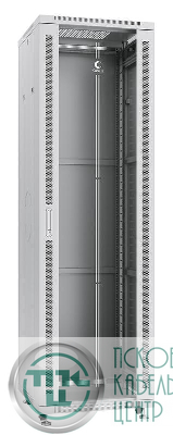 Шкаф монтажный телекоммуникационный напольный SH-05C-42U60/100 19дюйм для распред. и серверн. оборудования 42U 600х1000х2055мм передн. стеклян. и задн. сплошн. метал. двери ручка с замком сер. (RAL 7035) Cabeus 7057c
