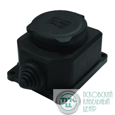 Розетка настенная 1-м 1ф "КОМПАКТ" с загл IP44 16А каучук черный UNIVersal 3032