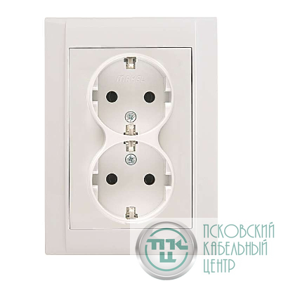 Розетка 2-м СП Defne 16А IP20 с заземл. бел. Makel 42001057
