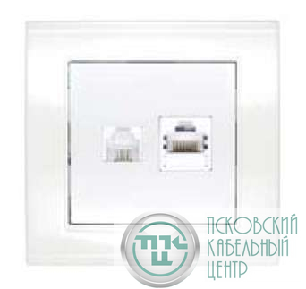 Розетка компьютерная + телефонная 2-м СП Бриллиант бел. UNIVersal 7947618