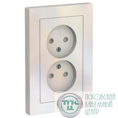 Розетка 2-м СП AtlasDesign 16А IP20 без заземл. защ. шторки в сборе жемчуж. SE ATN000422