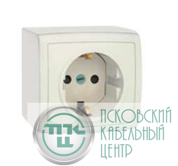 Розетка 1-м ОП Елизавета РА16-164 защ. шторки с заземл. бел. Кунцево 6406