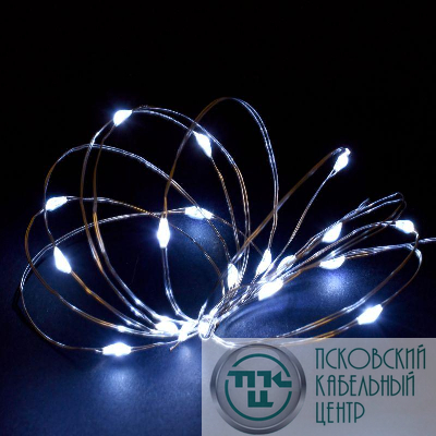 Гирлянда "Роса" 2м 20LED бел. IP20 провод прозр. шнур 0.3м 2AA IEK LGDB500-2-020-02-T-B-20