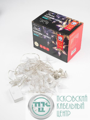 Гирлянда Бахрома "Арка" (с насадками-звездами) ICLD136WW-C-ST 136LED 2.5х1.2м 8режимов IP20 тепл. бел. SHLights 4690601054234