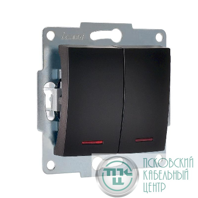 Механизм выкл. 2-кл. СП KARINA 10А IP20 с подсветкой черн. бархат Lezard 707-4288-112