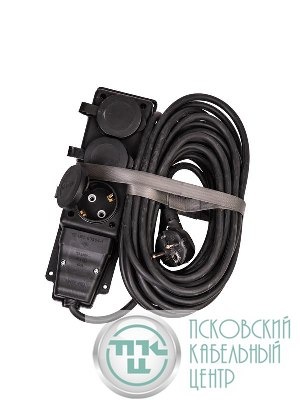 Удлинитель на каучуковой колодке 3х10м 16А IP44 250В 4кВт каучук КГ 3х2.5 черн. УХз16 Россия КОСМОС YKsm10m-3g(16A)KG-B