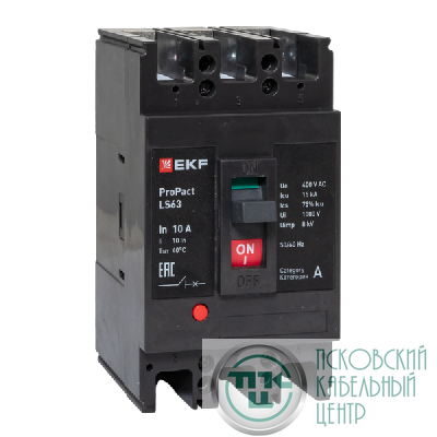 Выключатель автоматический 3п 10А 15кА LS63 ProPact EKF mccb-63-15-3-10-ls