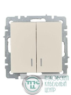 Выключатель 2-кл. СП BRITE ВС10-2-1-БрКр 10А с индик. механизм беж. IEK BR-V20-1-10-K10