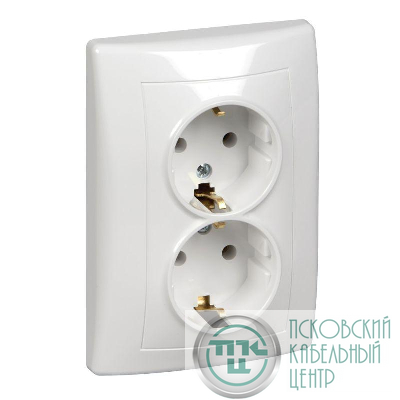 Розетка 2-м СП Sedna без защ. шторок с заземл. бел. SchE SDN3000621