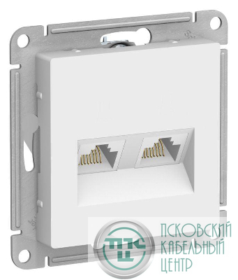 Розетка компьютерная 2-м AtlasDesign RJ45+RJ45 кат.5E механизм лотос SE ATN001385