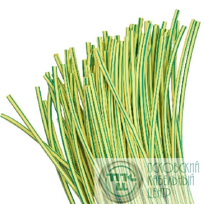 Трубка термоусадочная ТУТ нг 4/2 желт./зел. 1м (уп.100м) PROxima EKF tut-4-yg-1m