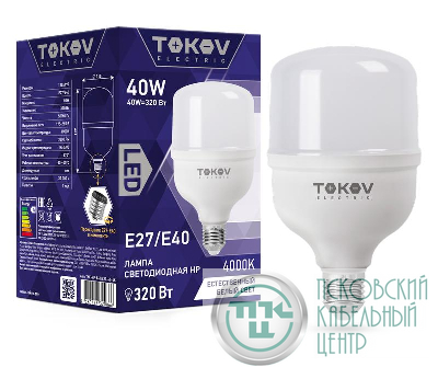 Лампа светодиодная 40Вт HP 4000К Е40/Е27 176-264В TOKOV ELECTRIC TKE-HP-E40/E27-40-4K