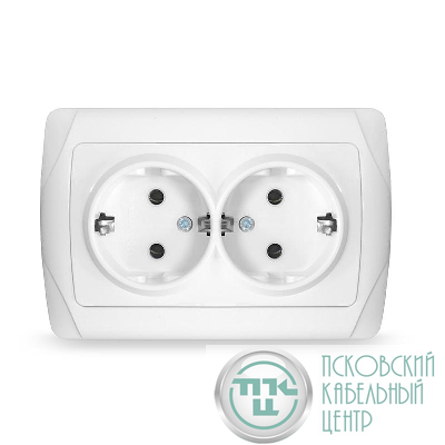 Розетка 2-м СП Маргарита 16А IP20 с заземл. бел. UNIVersal М0128